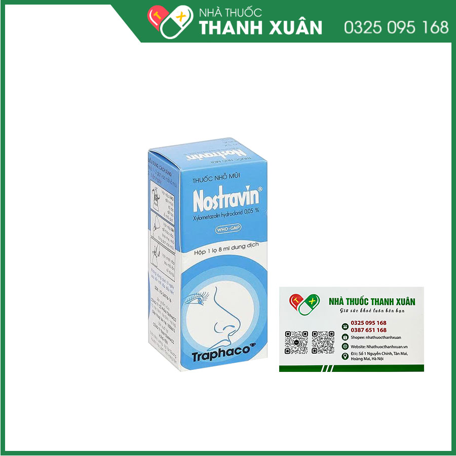 Nostravin 0.05% thuốc nhỏ mũi làm giảm triệu chứng ngạt mũi và giảm sung huyết